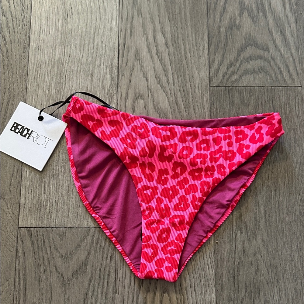 Beach Riot Fuchsia Animal Print Bikini Bottoms